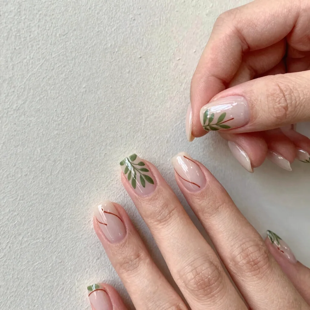 Nail Art Botánico Minimalista